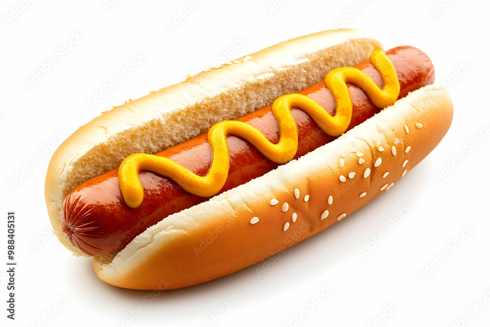 Hot Dog with Mustard, Food Photography Hot Dog with Mustard, Food Photography