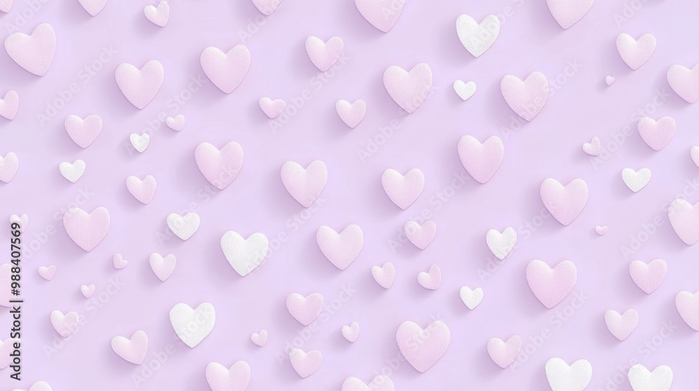 Soft and Fluffy Heart-Shaped Marshmallows on a Pastel Purple Background Soft and Fluffy Heart-Shaped Marshmallows on a Pastel Purple Background