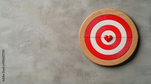A target board with hearts instead of traditional bullseye rings, showcasing the idea of setting romantic goals and desires
