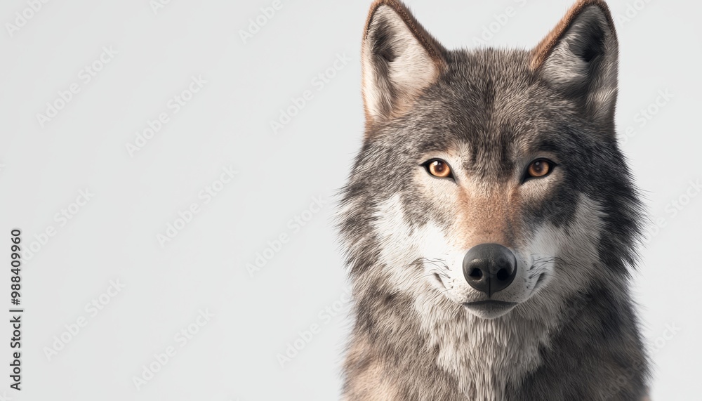 Fototapeta premium A detailed and photo-realistic portrait of a wolf, its eyes glowing with an otherworldly intensity, rendered in hyper-realistic 10K