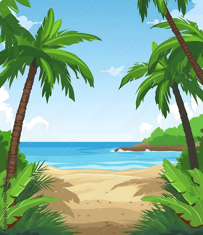 Fototapeta premium Palm Trees on Tropical Beach