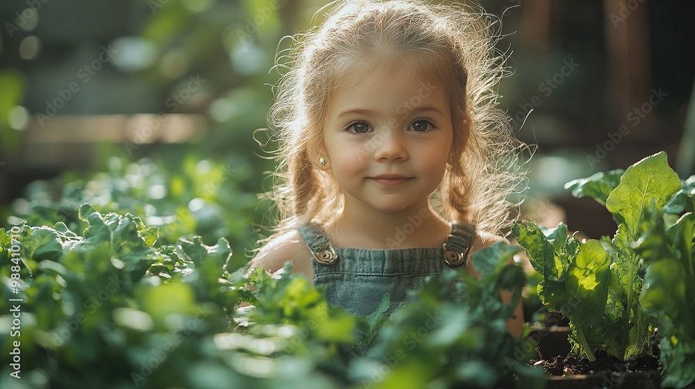 portrait of little adorable girl helping her grandmother in the garden watering plants takes care of vegetables growing in raised beds portrait of little adorable girl helping her grandmother in the garden watering plants takes care of vegetables growing in raised beds