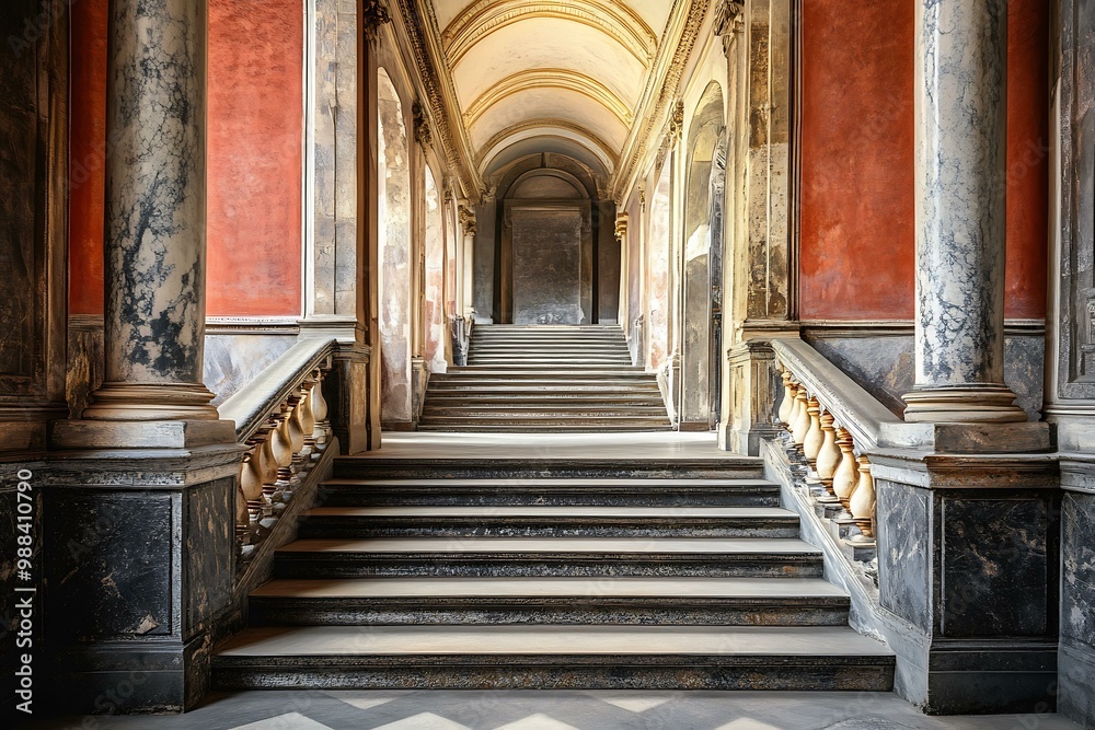Obraz premium Stone Staircase in a Grand Building Hall