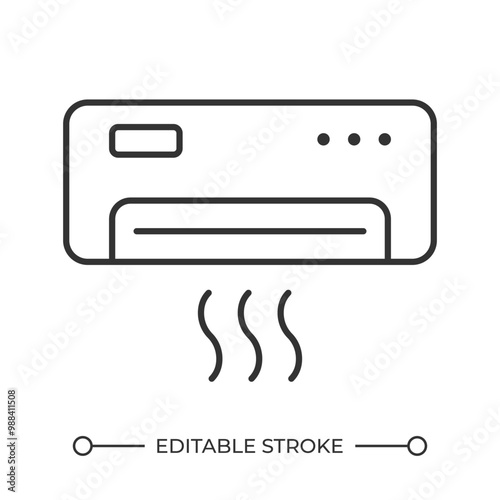 AC unit linear icon. Air conditioning. Indoor climate control. HVAC at home. Cooling and heating equipment. Thin line illustration. Contour symbol. Vector outline drawing. Editable stroke