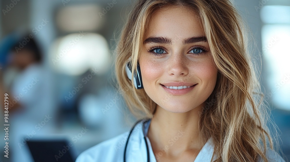 portrait of er doctor in hospital phone calling remote consultations with patient telemedicine beautiful nurse making call, typing on medical computer in emergency room portrait of er doctor in hospital phone calling remote consultations with patient telemedicine beautiful nurse making call, typing on medical computer in emergency room