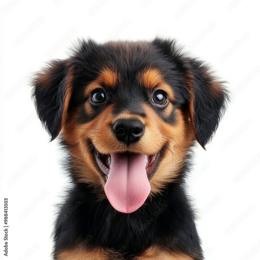 Cheerful puppy with a playful expression against a white isolated background. Cheerful puppy with a playful expression against a white isolated background.