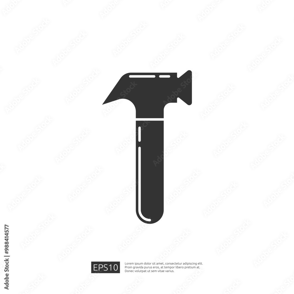 Hammer Icon Style Black and White Vector Illustration Hammer Icon Style Black and White Vector Illustration