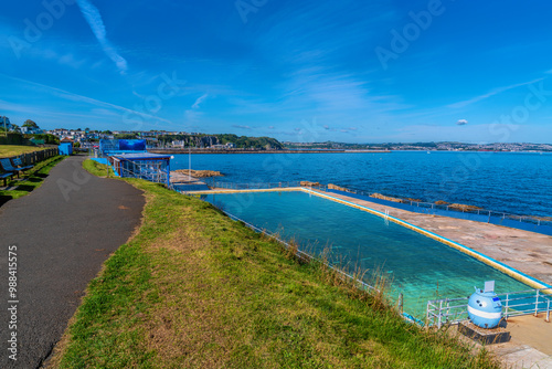 Brixham Devon the open air swimming pool on the coast walk to Berry head photo