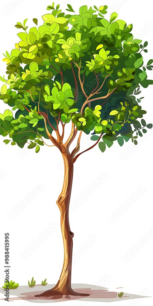 Obraz premium Green Tree with Lush Leaves Isolated on White Background