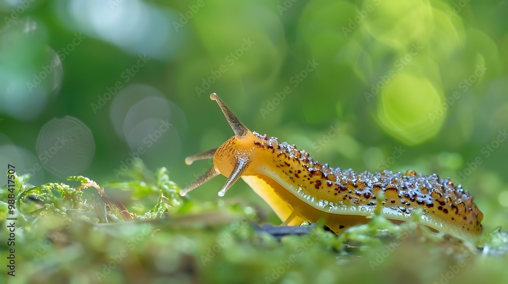slug on the mossy ground slug on the mossy ground
