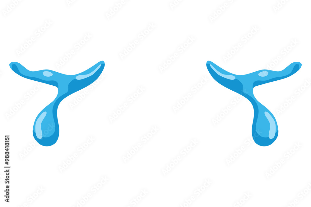 Cartoon tear drops icon. Sorrow cry streams, tear blob. Crying fluid, falling blue water drops. Isolated vector for sorrowful character weeping expression. Wet grief droplets Cartoon tear drops icon. Sorrow cry streams, tear blob. Crying fluid, falling blue water drops. Isolated vector for sorrowful character weeping expression. Wet grief droplets