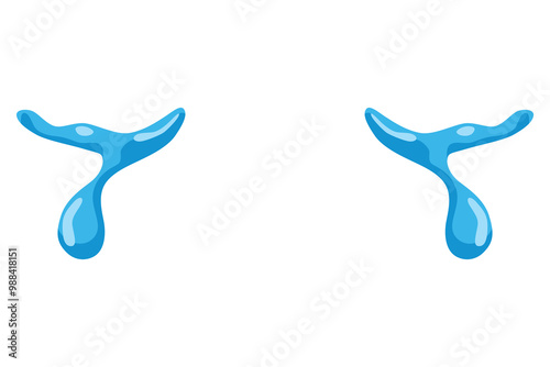 Cartoon tear drops icon. Sorrow cry streams, tear blob. Crying fluid, falling blue water drops. Isolated vector for sorrowful character weeping expression. Wet grief droplets