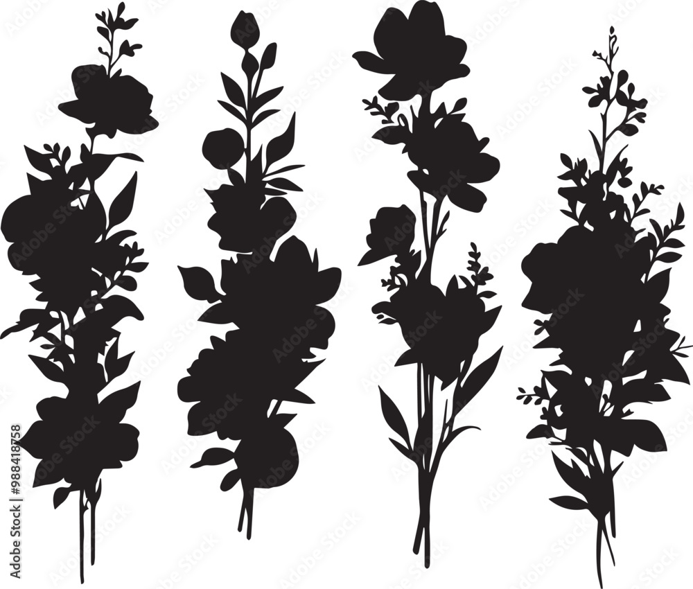 Fototapeta premium Set Flowers. Hand drawn vector illustration 