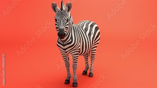 zebra isolated on red background photo