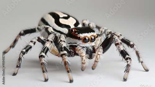 zebra spider isolated on white background photo