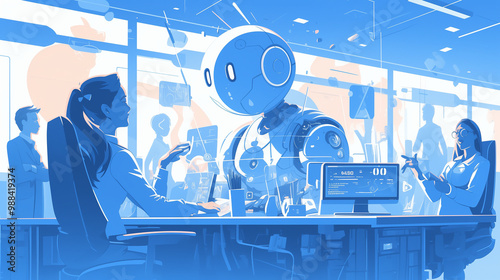 Artificial intelligence integrated into modern working processes and workflows, showcasing the role of AI in automation, decision-making, and optimizing productivity in business and technology.