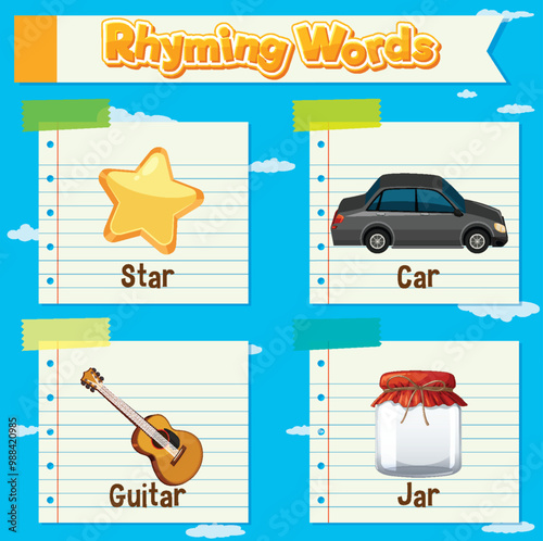 Rhyming Words Educational Illustration