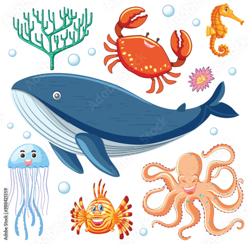 Underwater Marine Life Illustration