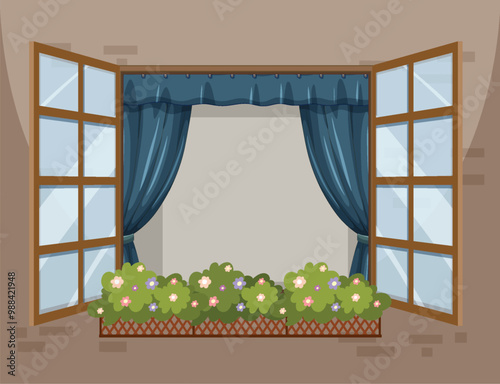 Open Window with Flower Box