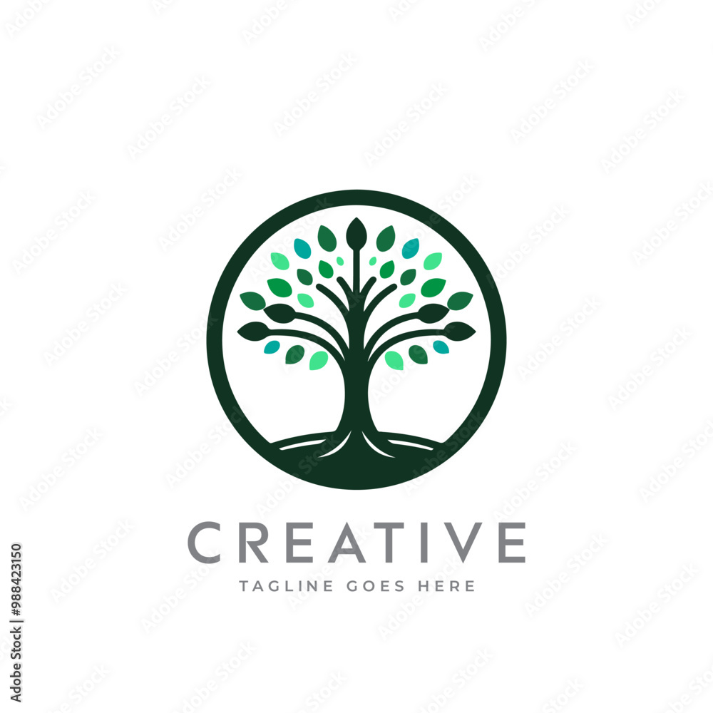 Creative artistic tree logo concept. eco friendly tree logo. Colorful leaf tree logo. minimalist tree vector icon logo Creative artistic tree logo concept. eco friendly tree logo. Colorful leaf tree logo. minimalist tree vector icon logo