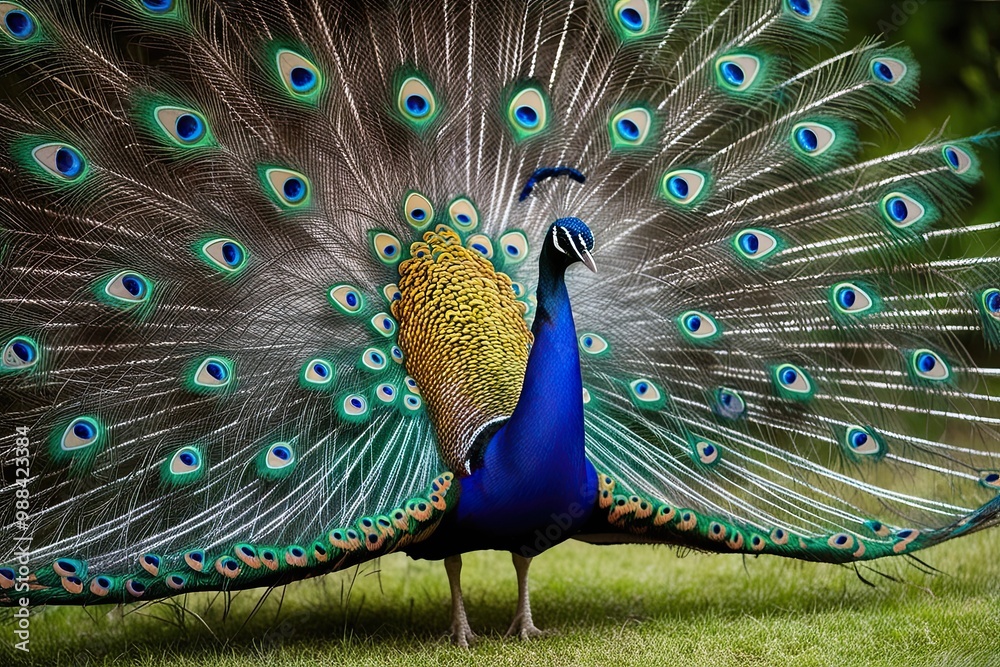 Obraz premium Stunning Peacock Portrait Surrounded by Lush Nature