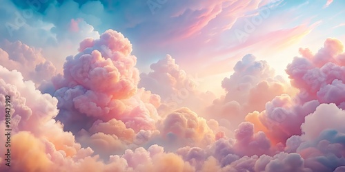 Wallpaper Mural Dreamy, soft, and calming abstract cloud formations in gentle hues of pink and peach, ideal for creating a peaceful atmosphere in a children's bedroom or a meditation room. Torontodigital.ca