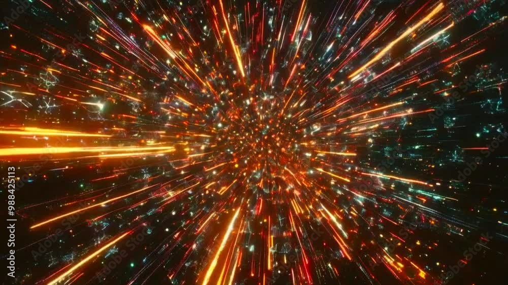 A vibrant, abstract representation of light streaks, simulating a warp-speed journey through space. A vibrant, abstract representation of light streaks, simulating a warp-speed journey through space.