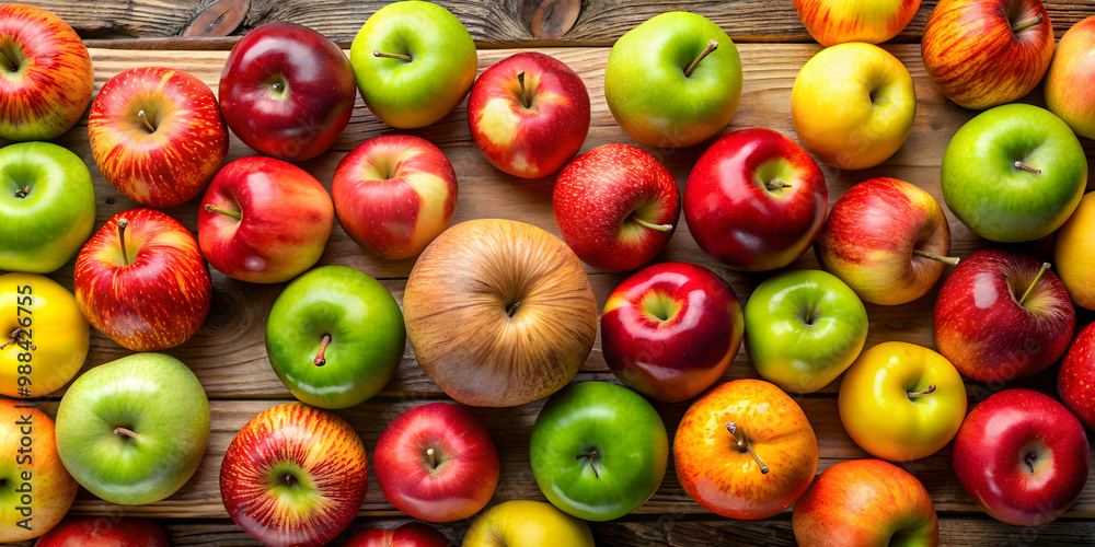 Assortment of various fresh apples , apples, fruit, healthy, organic, ripe, colorful, variety, harvest, natural, background