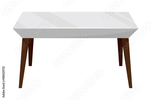 Table furniture of wood, interior wooden desk. Empty wooden table isolated illustration on white background. Vector illustration of platform or stand