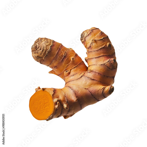 turmeric rhizome on transparent background. Can be used as graphic design photo