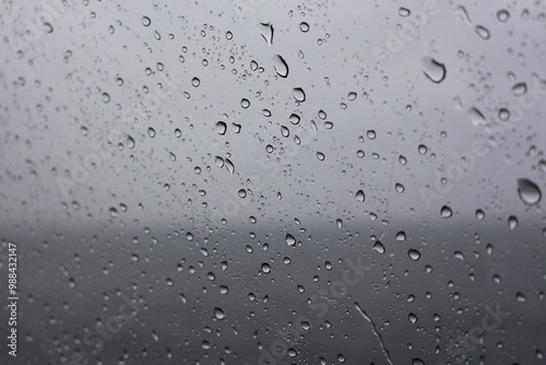 Grey rain drops on window