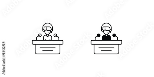 broadcaster set icon with white background vector stock illustration