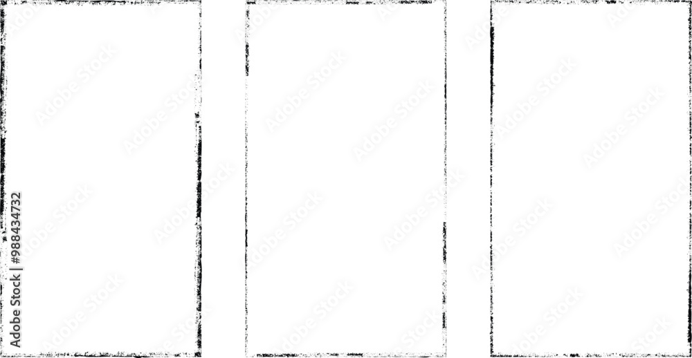Set of vector border frames with rough edges . Rectangular frame template collection . distress texture . Grunge tiny frame borders isolated on the background . Rough edges effect . 