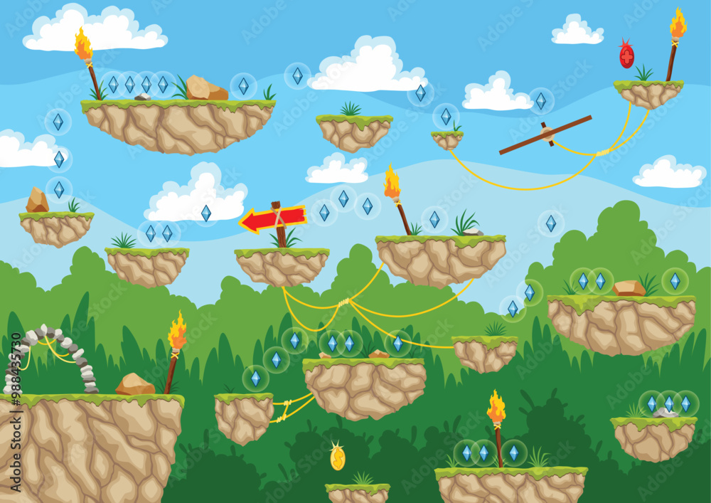 Obraz premium Design for a fantasy platformer game level that promises fun and excitement