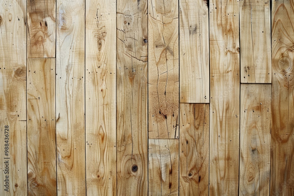 Naklejka premium Natural wood planks forming rustic wooden wall background texture