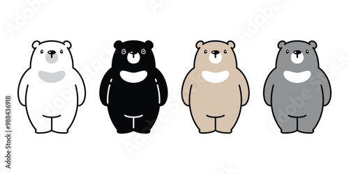 Bear polar icon fat teddy vector pet cartoon character logo symbol illustration clip art isolated design