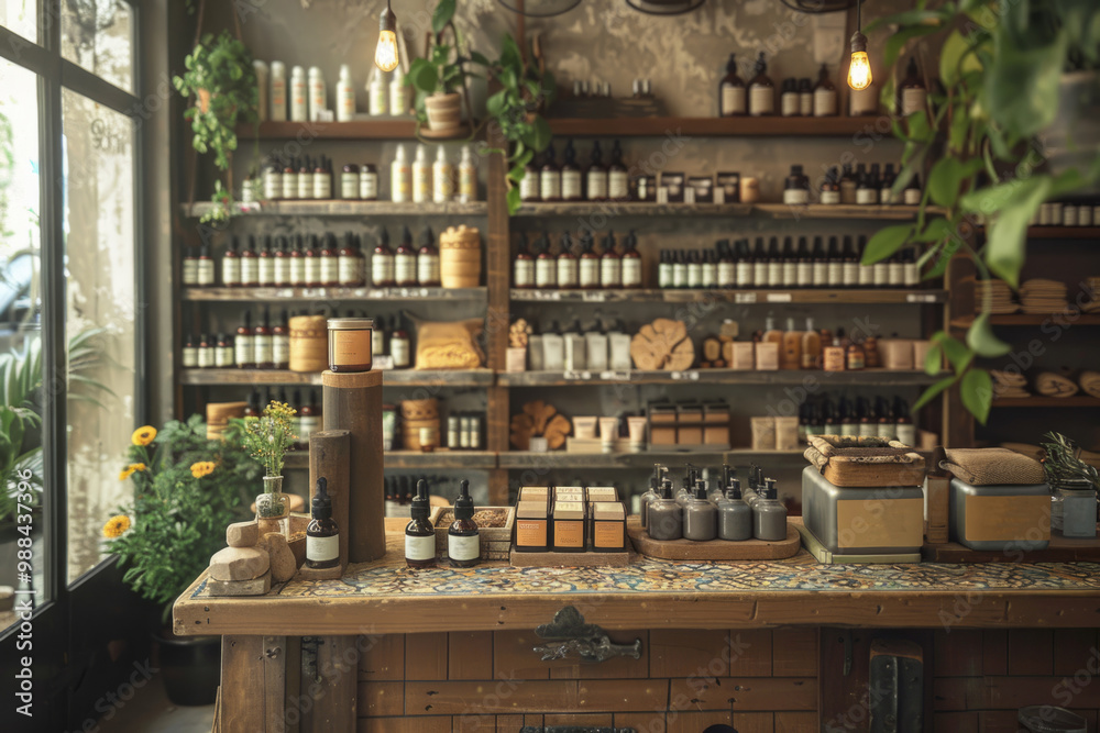 Interior of a shop specializing in the sale of cosmetics and body care products Interior of a shop specializing in the sale of cosmetics and body care products