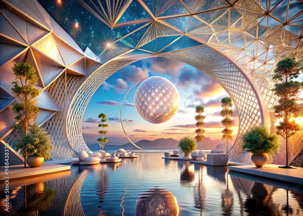 Obraz premium A dreamy backdrop where fluid motion meets geometric precision, invoking a sense of serenity and luxury