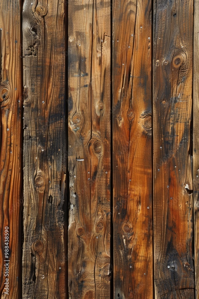 Obraz premium Background of natural old brown wooden planks forming a wall