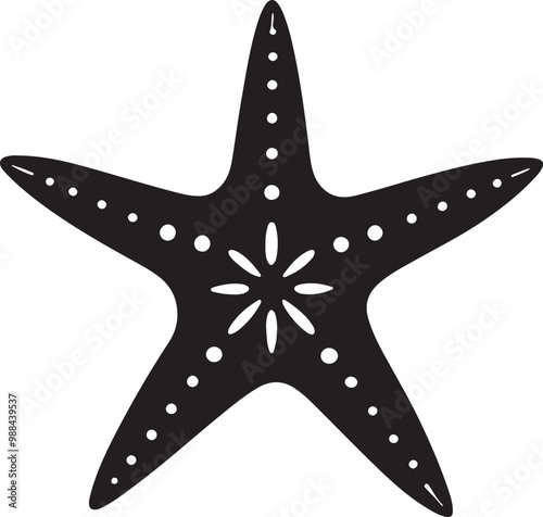 A Starfish vector silhouette isolated on white background