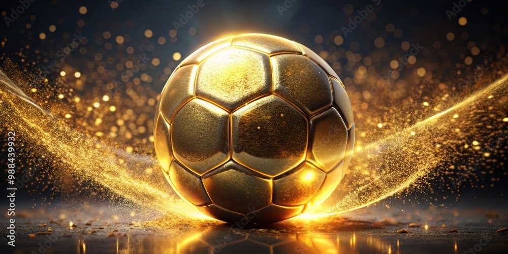 Fototapeta premium golden soccer ball on black background