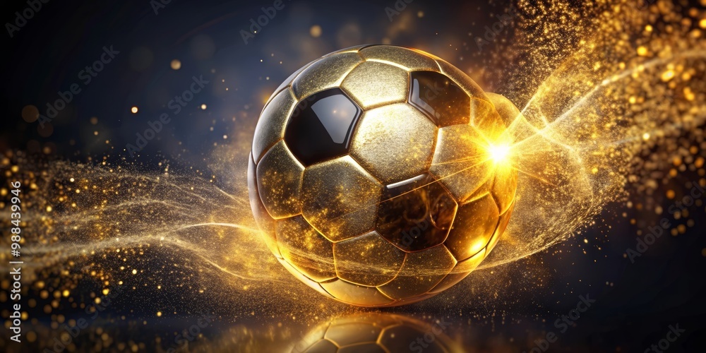 Fototapeta premium golden soccer ball on black background