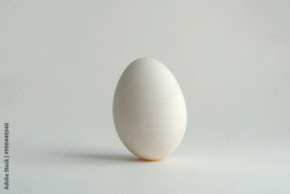 A single white egg resting on the surface of a table, providing a simple and elegant scene A single white egg resting on the surface of a table, providing a simple and elegant scene