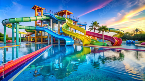 Wallpaper Mural Vibrant water park oasis with sinuous slides in bold colors Torontodigital.ca