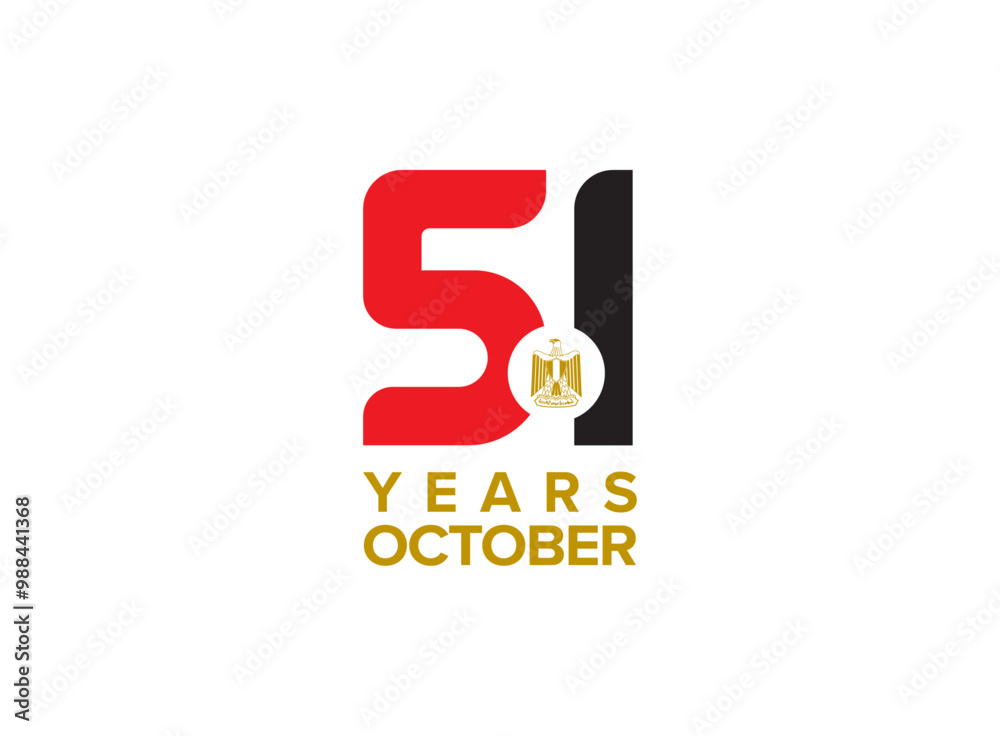 51 years celebration of the October War Egyptian victory design 1973 in a simple modern logo design in Egypt flag colours design 51 years celebration of the October War Egyptian victory design 1973 in a simple modern logo design in Egypt flag colours design