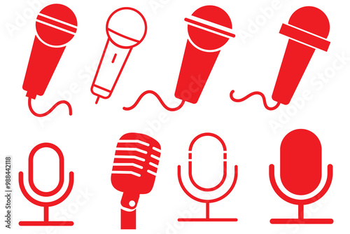 Microphone Icons set. variant microphone icon. Karaoke mic. Podcast microphone. web and mobile icons. vector illustration