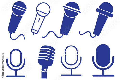 Microphone Icons set. variant microphone icon. Karaoke mic. Podcast microphone. web and mobile icons. vector illustration