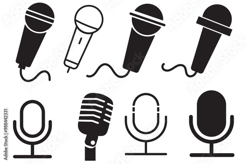 Microphone Icons set. variant microphone icon. Karaoke mic. Podcast microphone. web and mobile icons. vector illustration
