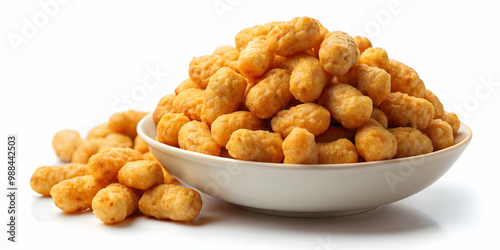 Crunchy peanut puffs snack, Erdnussflips, puffed corn snack, peanuts, snack food, crunchy, tasty, savory, appetizing