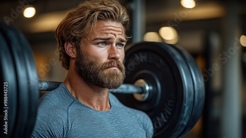 strong man preparing for barbell lift changing plates loading barbell routine workout for physical, mental health